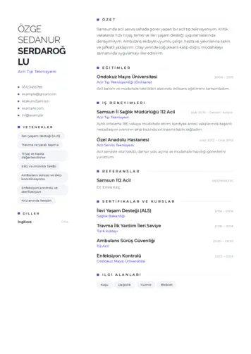 Acil Tıp Teknisyeni CV Örnekleri cv indir